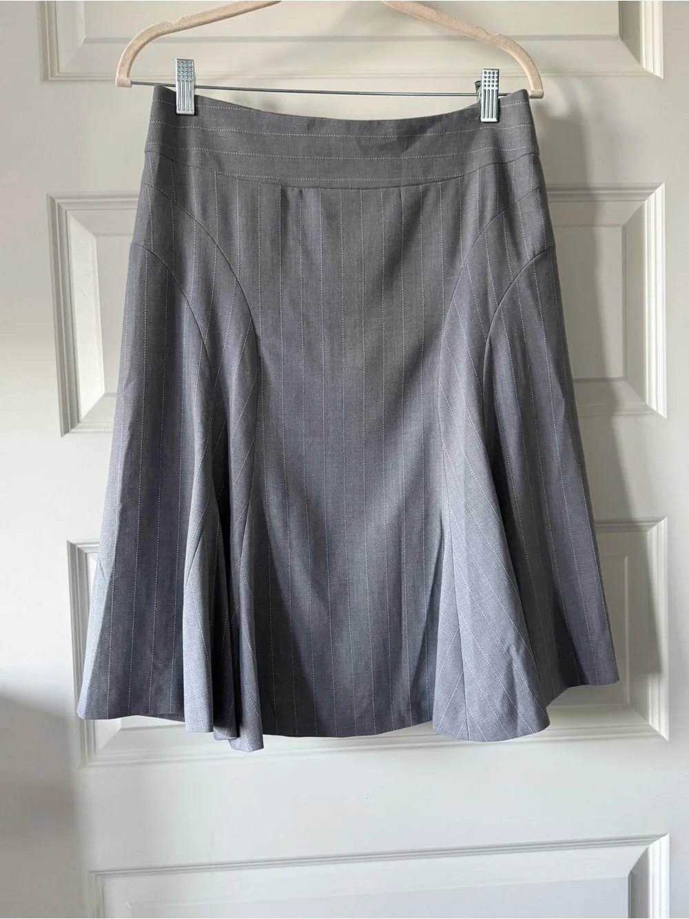 Vintage Y2K Worthington Stretch Gray Pinstripe A-Line Career Skirt Size 8